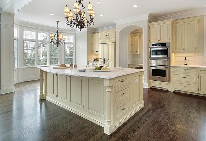 modern kitchen with laminate flooring in Charlestown